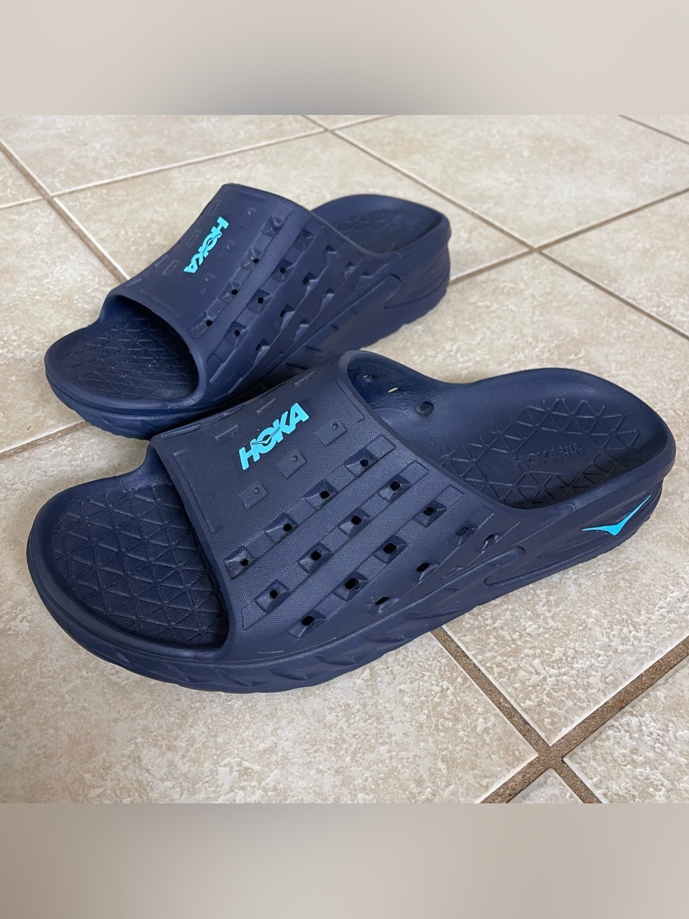 Hoka One One Recovery Slide Sandals Blue EVA Cushioning Slip On Men's 14 US